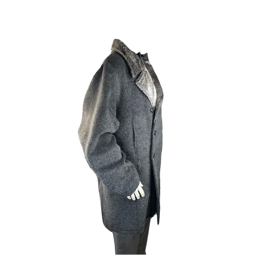 RARE Vtg Alfredo Fawza Italian Double Brsted Mohair Alpaca Wool Overcoat Mens 46